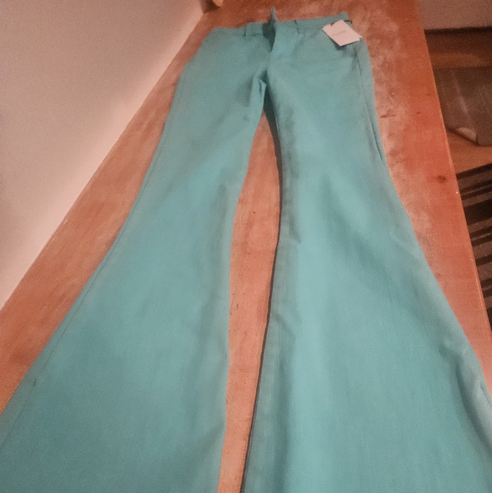 NWT 7 For All Mankind Ultra High Rise Skinny Stretch Flare Jeans In Teal/seafoam